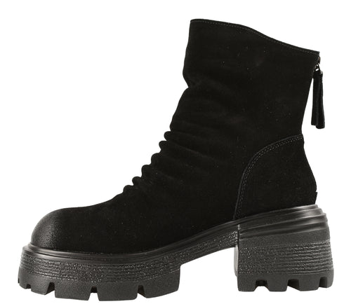 Bocanci casual, dama, FORMAZIONE, D28-3F negru, piele intoarsa